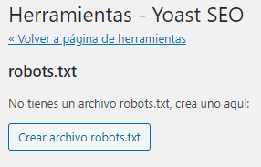 Crear archivo robots.txt