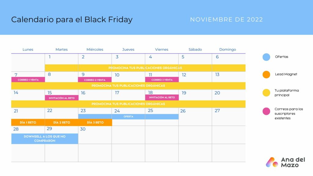 Calendario para el Black Friday